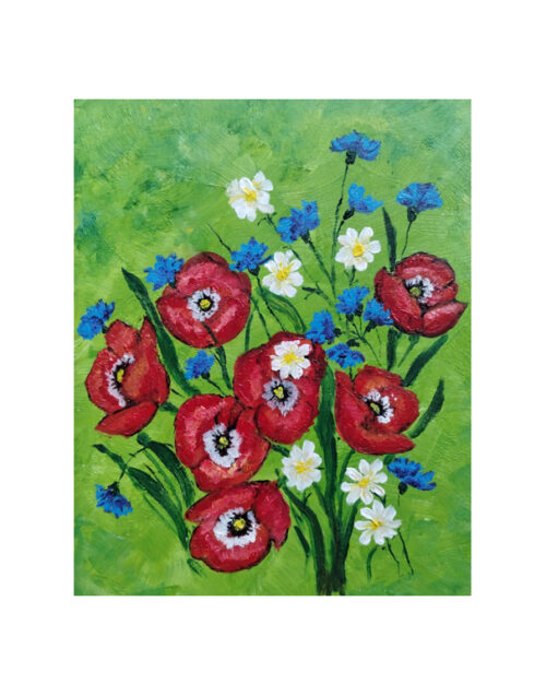 Poppies Daisies and Bachelor Buttons - Print